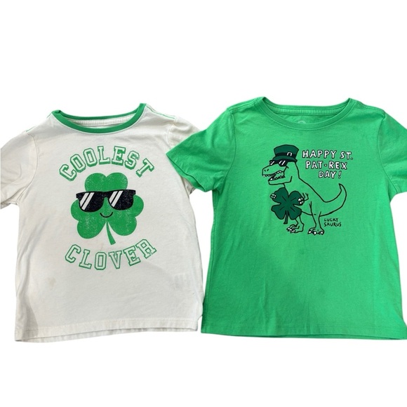 4T Toddler Boy St. Patrick's Day Clover and Dinosaur T-Shirts - Picture 1 of 3